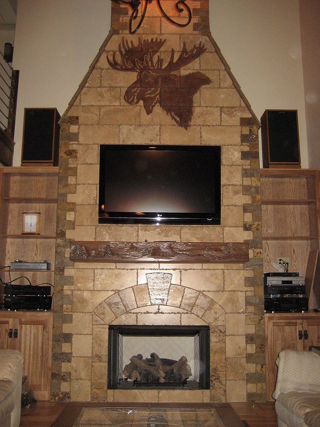 some of my natural stone work, concrete masonry, fireplaces mantels, This is in a post and beam home