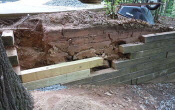 Phase one of a retaining wall and pool deck renovation at my home.