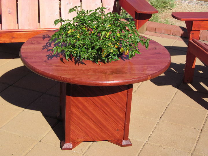 custom hand crafted planter boxes and outdoor furniture make your patio the, Planter Table