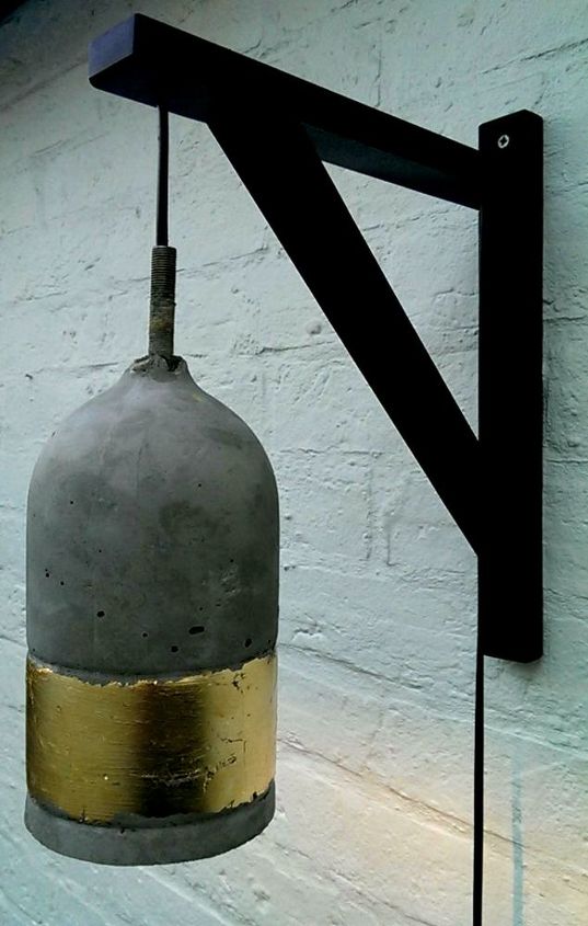 concrete and gold diy lampshade, diy, lighting, make a designer look concrete and gold lampshade