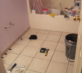 tiling bathroom floor, The beginning of the floor
