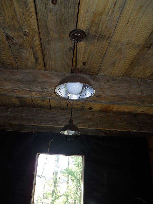 here are some lights that i made for the mountain cabin whatcha think greg does, home decor, lighting, These are shop lights that I paid 10 for painted brown