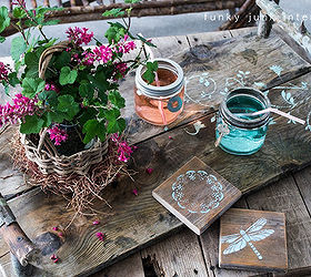 make a branch handled tray, crafts, But a rustic tray wouldn t be complete without unique coasters and drinking glasses Full tutorial is at