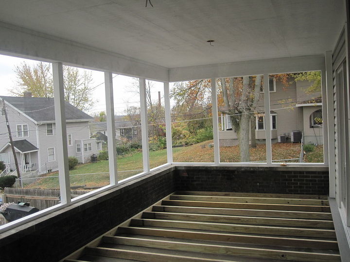 back porch to outdoor room, decks, doors, garages, outdoor living, patio, porches, Screen frames up