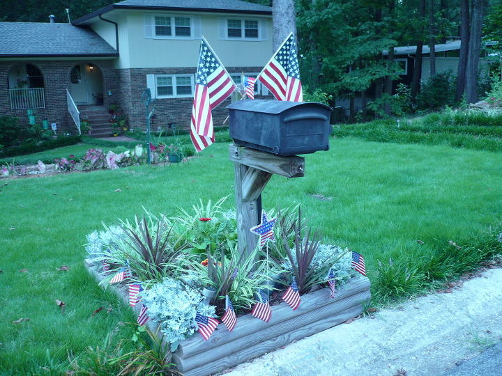 decorated mailbox for the 4th, flowers, gardening, outdoor living, Flying our colors