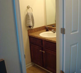 half bath remodel, bathroom ideas, home improvement, Before sink and vanity cabinet
