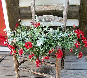 free junk chair repurposed into a garden planter, gardening, painted furniture