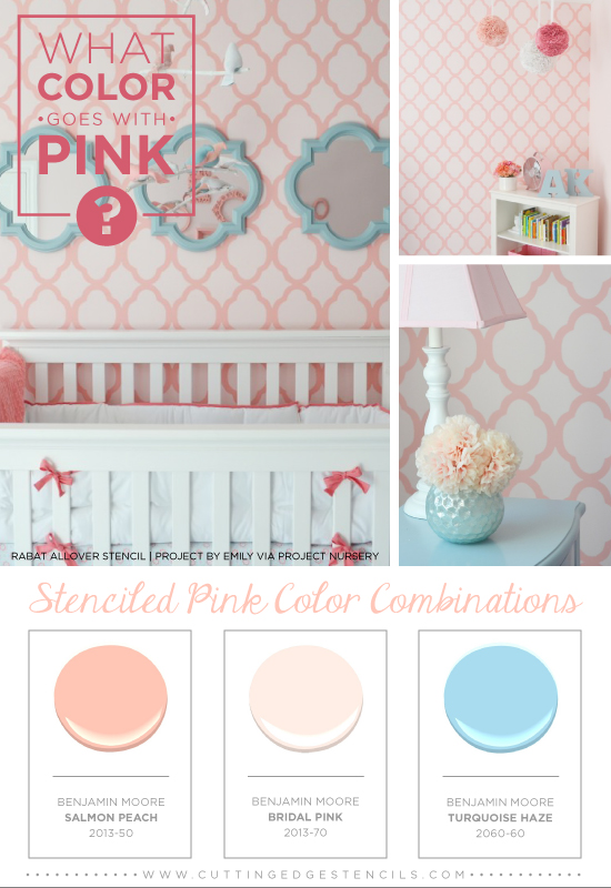 what color goes with pink stenciled pink color combinations, bedroom ideas, painting, wall decor