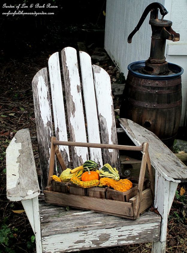 fall vignette, outdoor living, seasonal holiday decor, A little Fall vignette by our garden shed Happy Fall to all