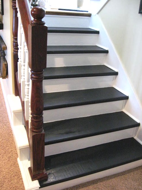 ripping carpet off the stairs, flooring, painting, stairs, Painted stairs