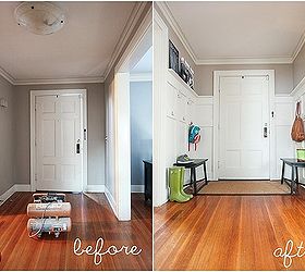 entry way redo on a budget, foyer, home decor, woodworking projects