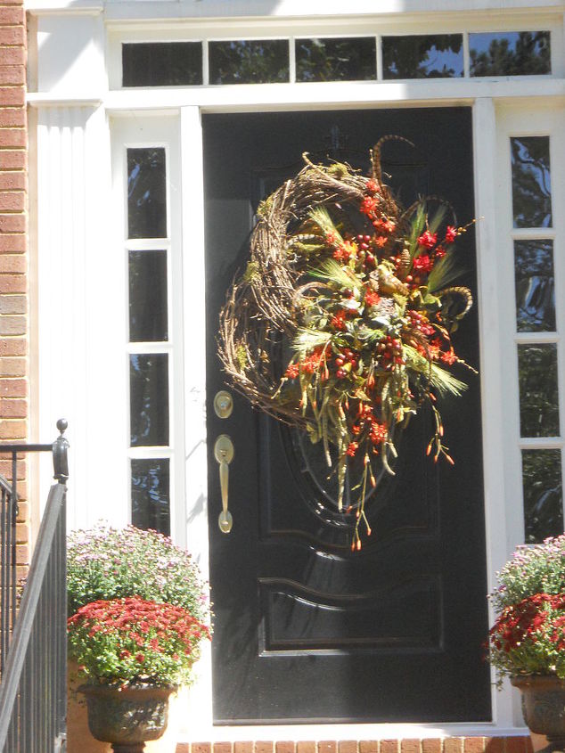 it is fall and people get inspired to decorate my client asked for a fall wreath i, crafts, curb appeal, seasonal holiday decor, Oh yea I like it