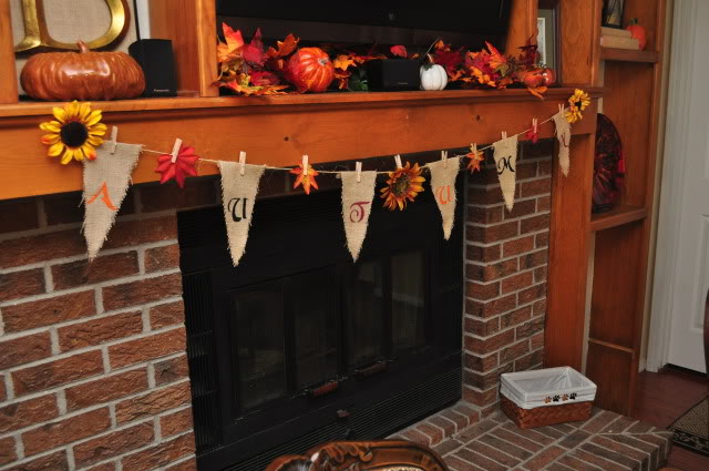 fall mantle, crafts, seasonal holiday decor, Some twine small clothes pins andfall leaves and flowers is all it took toput it together