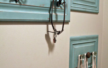 Check out this coat hanger I made out of old cabinet doors!