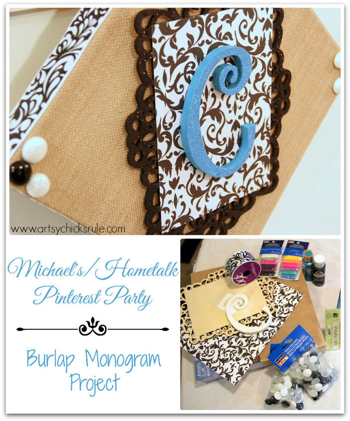 michael s hometalk pinterest party burlap monogram, crafts, painting, Come by and make a personalized monogram like this one or completely different