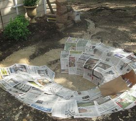 building a backyard pond, outdoor living, ponds water features, Added newspaper for an extra layer of cushion