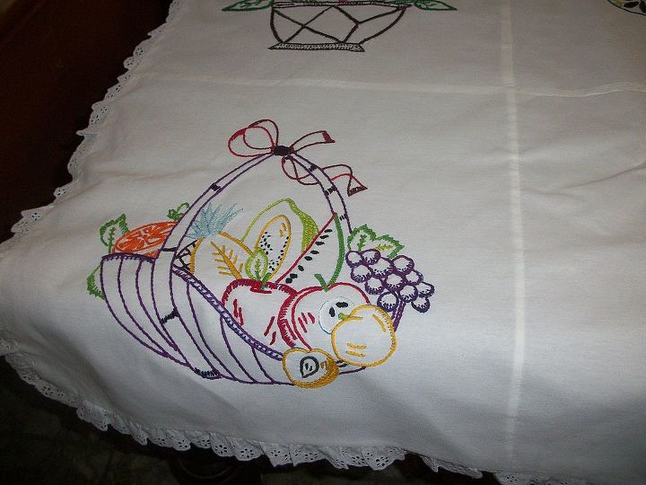 my beautiful tablecloth, home decor, A closer look of one of the baskets