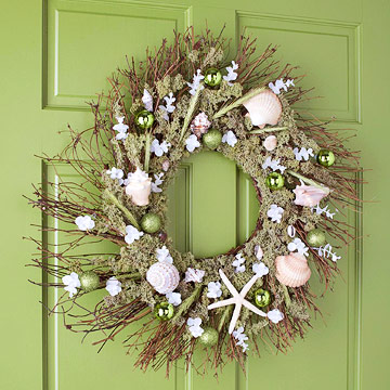 unique amp budget friendly holiday wreaths using simple crafts, crafts, doors, electrical, seasonal holiday decor, wreaths, Beach Theme Wreath Decor