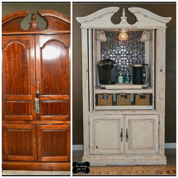 repurposing an old t v armoire, painted furniture, repurposing upcycling, Armoire Turned Coffee Bar