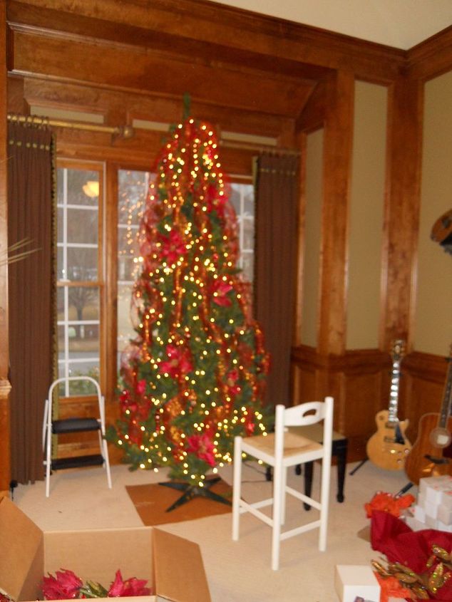 q as i promised here is more holiday decor featured below is a tree that i did last, christmas decorations, seasonal holiday decor, Almost done