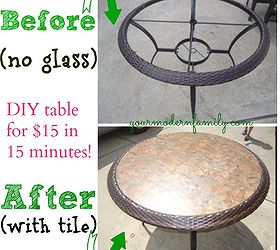 replace glass tabletop for a tile one for under 15 in 15 minutes, painted furniture, tiling, Replace a glass tabletop with tile for under 15