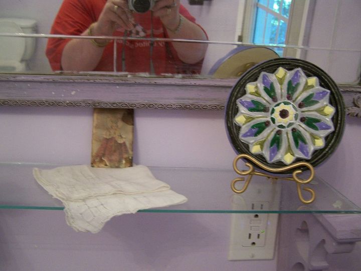 hand done touches to our painted lady, home decor, painting, teeny tiny medallion in the master bath