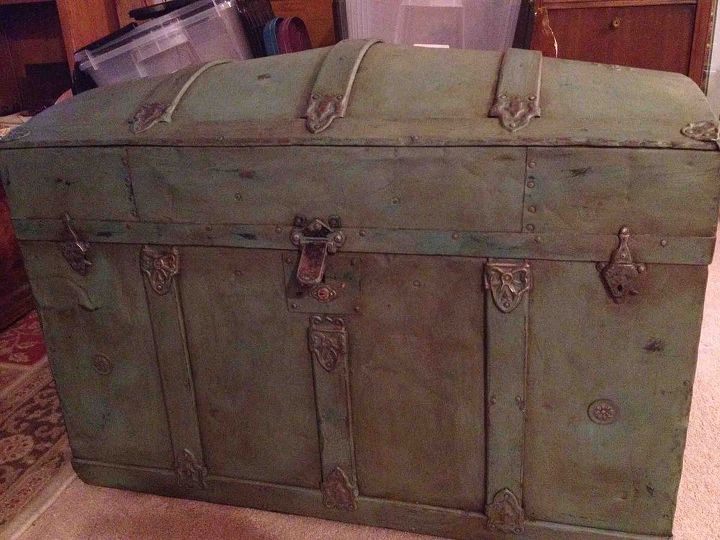 help debating if i should let old lining stay or line with decoupage, My first American Paint Company in Sea Glass then brown glaze and dark wax All in a weekend