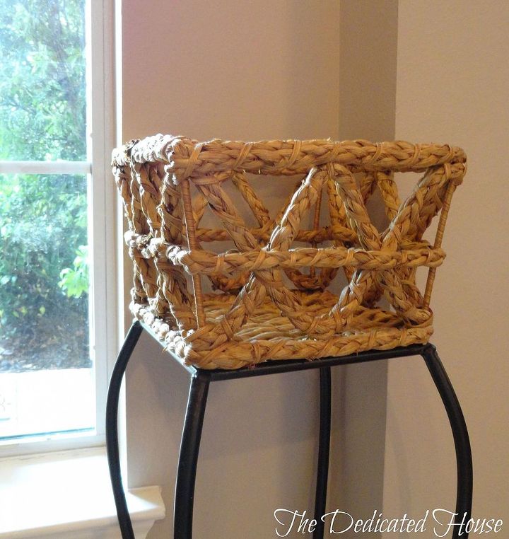 all about baskets, home decor, Plant stand with rope basket
