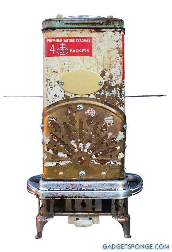 repurposed upcycled saltine cracker tin metal birdhouse art piece with, crafts, repurposing upcycling, Cracker Saltines Tin Birdhouse Art Piece GadgetSponge com