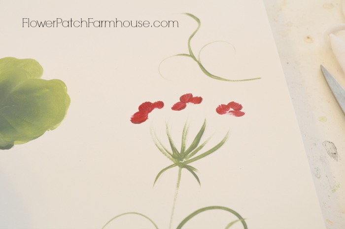 pinte uma cesta de gernios vermelhos pelargoniums