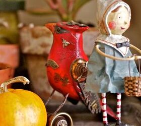 thanksgiving decor using a cast of characters part three, crafts, seasonal holiday decor, thanksgiving decorations, Pilgrim Girl pictured in my succulent garden view 1 has visited it for the T giving holiday in bygone years including a time featured
