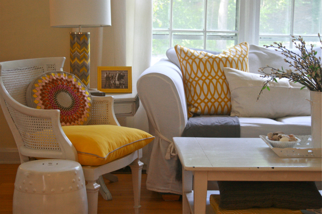 giving my living room a pop of color, home decor, living room ideas, Yellow and Gray in my living room