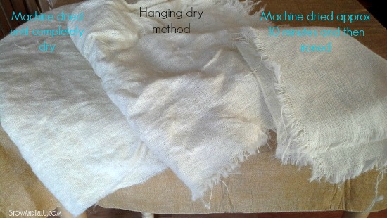 what to expect when washing and drying burlap, crafts, Different methods of drying the burlap have given me various results