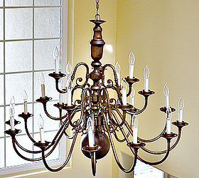 from brassy to sassy brass chandelier makeover with spray paint, lighting, painting, Spray Painting a Brass Chandelier