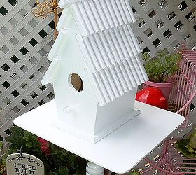 a few projects, outdoor living, repurposing upcycling, I added a Bird house to each piece
