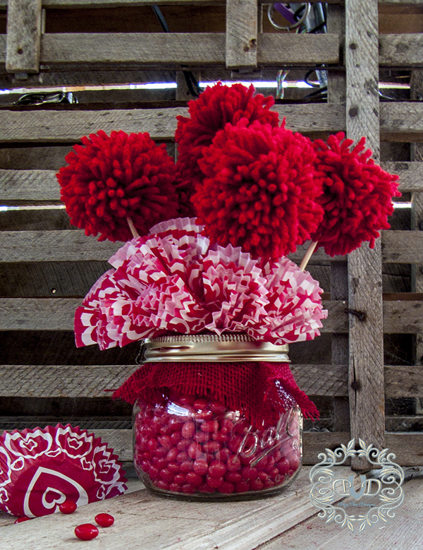 red hots pom poms and cupcake holders valentines day gifts, crafts, mason jars, seasonal holiday decor, valentines day ideas, Now who wouldn t love to receive this