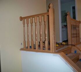 new oak stairs and railings, flooring, stairs, woodworking projects