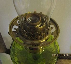 q can i add from left side lamp s glass globe to right side table lamp, lighting, repurposing upcycling, I searched online for that metal round holder but no luck also I do not know the word for that part to order
