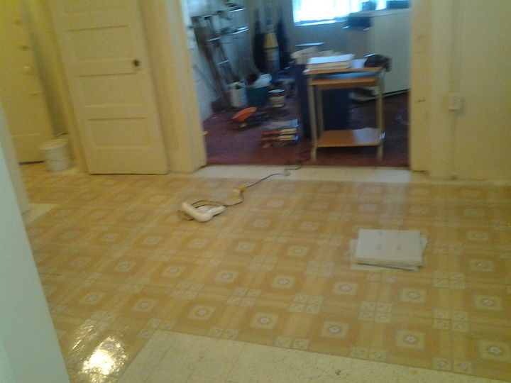 installing new linoleum floor, flooring