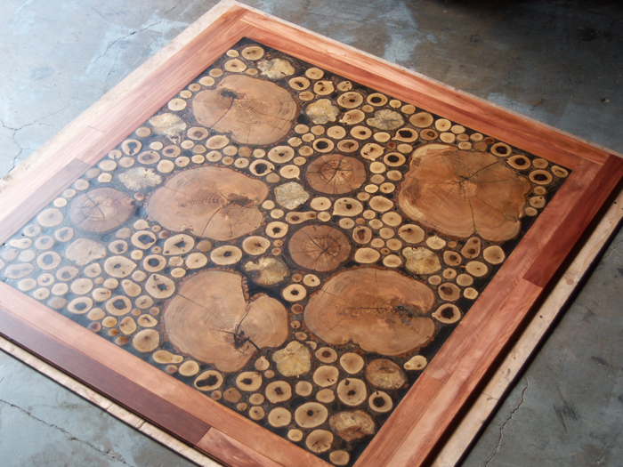 burl floor handmade, diy, flooring, woodworking projects, The finished Log Floor