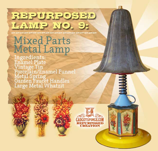 lmpara personalizada de metal reciclado 9, Repurposed Custom Metal Lamp 9 por GadgetSponge com