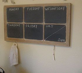 old window turned into a chalkboard calendar, diy, repurposing upcycling, I painted the panes with chalkboard paint and labeled each pane with a day of the week