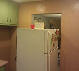 from green to a dream our kitchen cabinets get painted, doors, kitchen cabinets, kitchen design, painting, woodworking projects, Painting the walls was step one