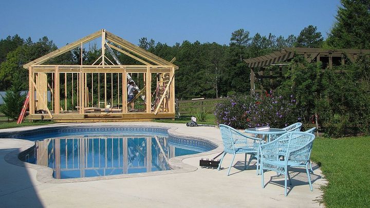 old store pool house, curb appeal, diy, home improvement, outdoor living, almost framed