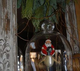 antique christmas decor, christmas decorations, repurposing upcycling, seasonal holiday decor, wreaths, Glass dome covering another Lori Mitchell Santa