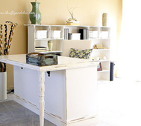 transform a dresser to a desk, painted furniture, repurposing upcycling, Added length with particle board and legs
