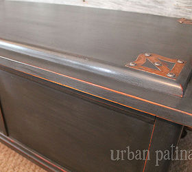 cedar trunk makeover, painted furniture, repurposing upcycling, Brass detailing on the top
