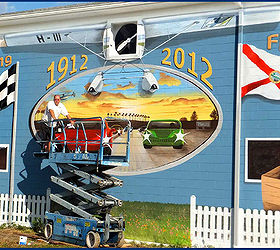 sebring centennial mural, painting, wall decor, Sebring FL Centennial Mural in progress by Hahn