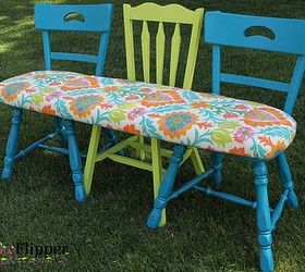 funky chair bench, diy, outdoor furniture, painted furniture, repurposing upcycling, After