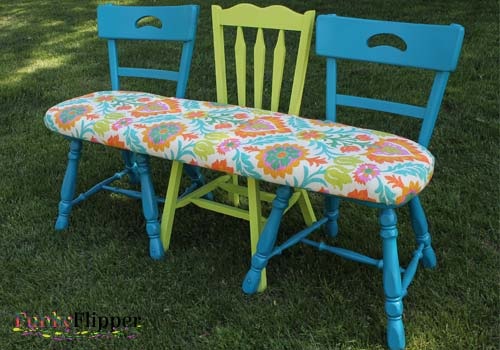 funky chair bench, diy, outdoor furniture, painted furniture, repurposing upcycling, After